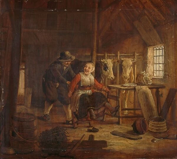 Flirtation in a Cowshed, 1645-1672. Creator: Govert Dircksz. Camphuysen