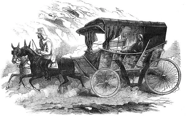 Florence Nightingale in her carriage in the Crimea, 1856