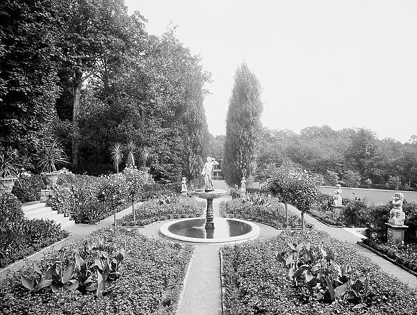 The Flower gardens at Bellefontaine, country home of Giraud Foster, Lenox, Mass. c.1910-1920. Creator: Unknown