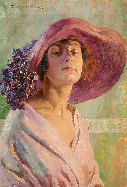 The flower hat, 1921. Creator: Carpanetto, Giovanni Battista (1863-1928)