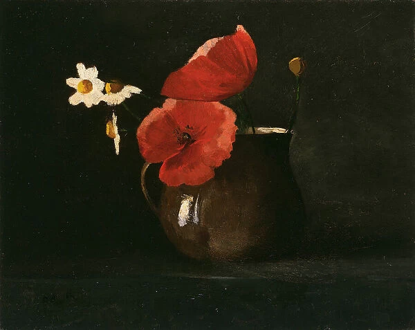 Flowers: Poppies and Daisies, c. 1867. Creator: Odilon Redon