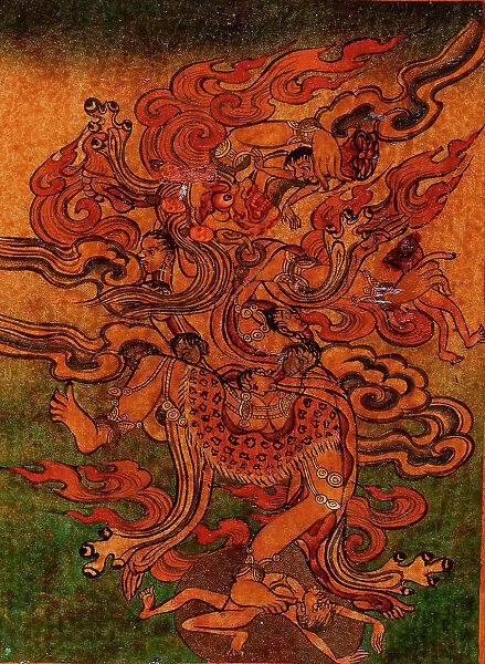 Form of Palden Lhamo (?), Nyingmapa Buddhist or Bon Ritual Card, 18th-19th century. Creator: Unknown