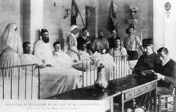 French wounded, auxiliary hospital, Paris, France, World War I, 1914-1918