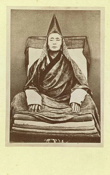 Full-length portrait of the grand lama of the Selenginsk lamasery, seated... between 1870 and 86. Creator: Unknown