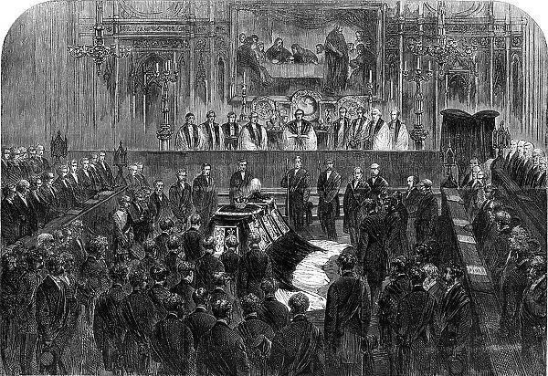 The Funeral of His Late Royal Highness the Prince Consort: the funeral ceremony in the choir, 1862. Creator: Unknown
