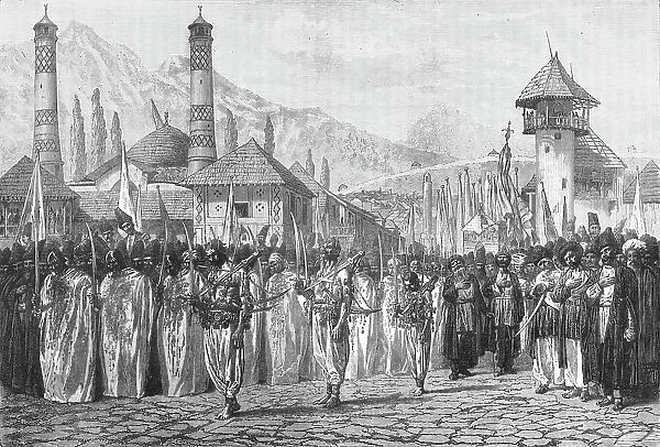 Funeral procession at Schucha; The Caucasus, 1875. Creator: Unknown