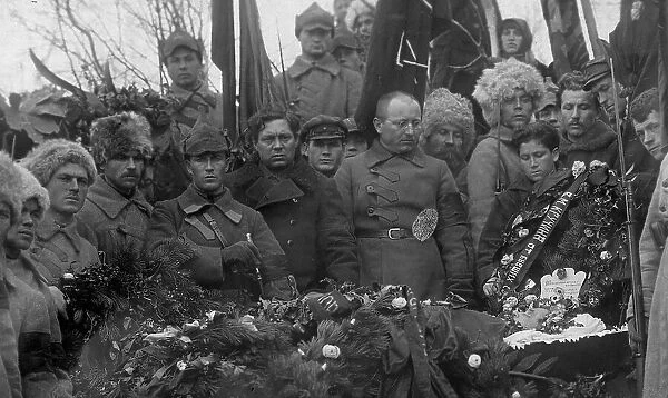 Funeral of V.M. Kruchina; at the cemetery., 1917-1923. Creator: Unknown