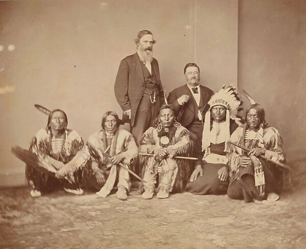 General J. E. Smith and Indians, 1870s. Creator: Mathew Brady