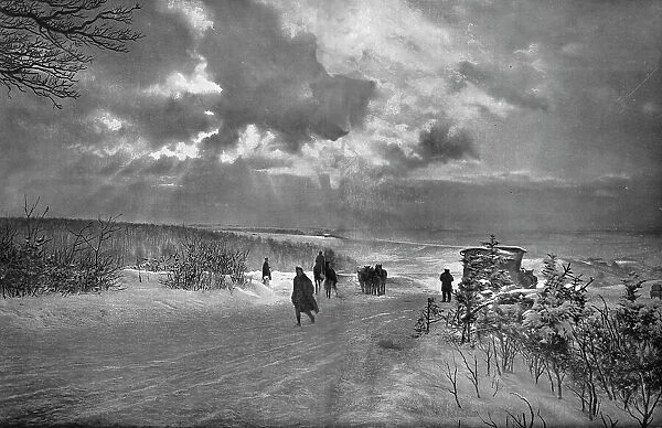 The Last German Roads; Around Verdun, winter evening: sunset on the snow.. 1917. Creator: Unknown