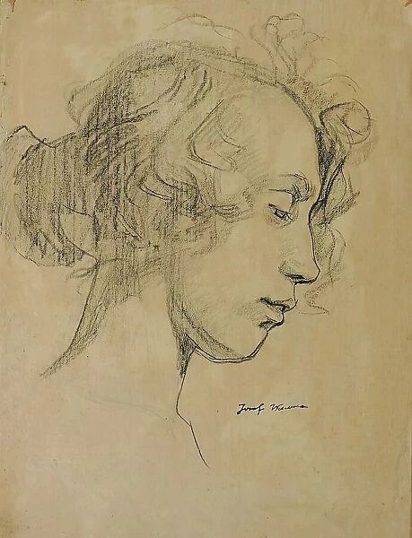 Girl's head in profile, 1920. Creator: Josef Wawra
