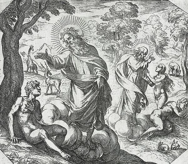 God Creating Adam and Eve, c1600. Creator: Antonio Tempesta