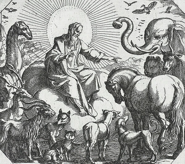 God Creating the Land Animals, c1600. Creator: Antonio Tempesta