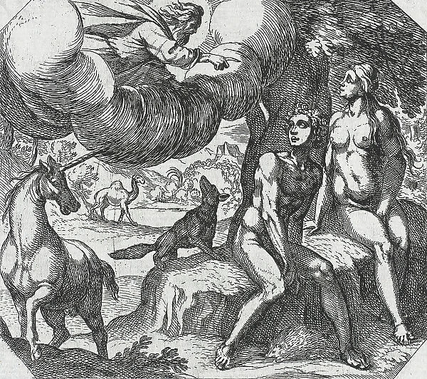 God Reproaching Adam and Eve for Their Disobedience, 16th century. Creator: Antonio Tempesta