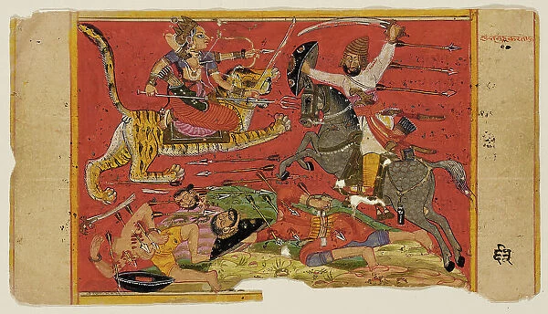 The Goddess in Battle (recto); The Goddess with Her Vanquished Foes (verso)... c1700. Creator: Unknown