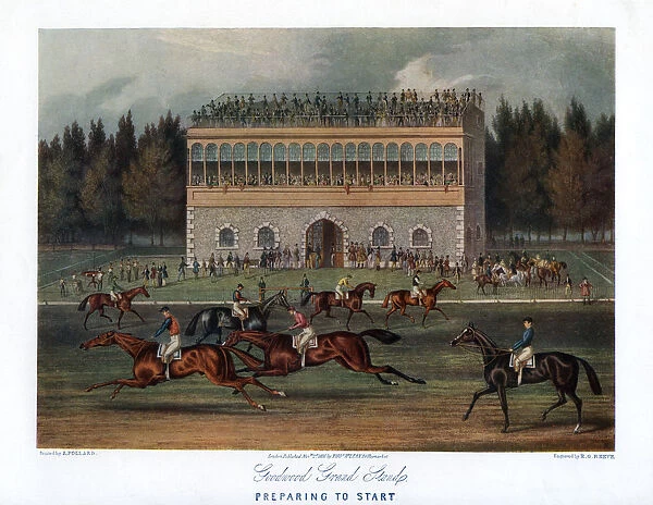 Goodwood Grand Stand, Preparing to Start, 1836. Artist: RG Reeve