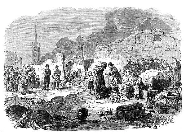 The Great Fire at Limoges, France: the public crier announcing the distribution of relief…, 1864. Creator: Unknown