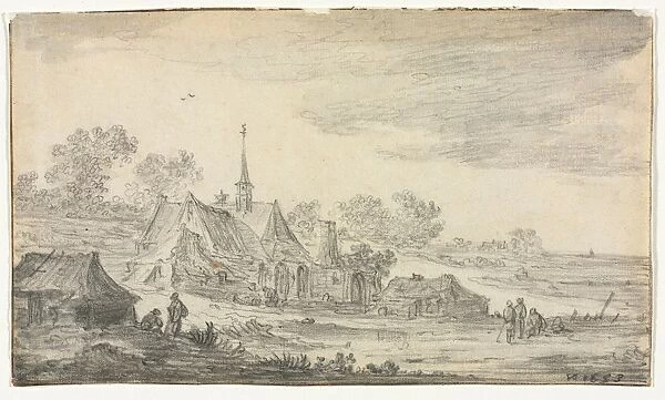 Group of Buildings on a Seashore, 1653. Creator: Jan van Goyen (Dutch, 1596-1656)