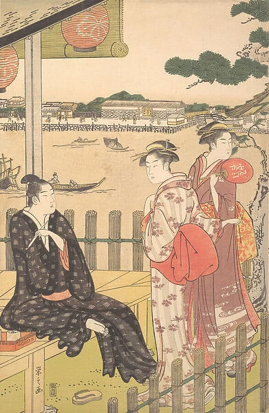 Group at a Tea-house on the Bank of the Sumida River, ca. 1790. Creator: Hosoda Eishi