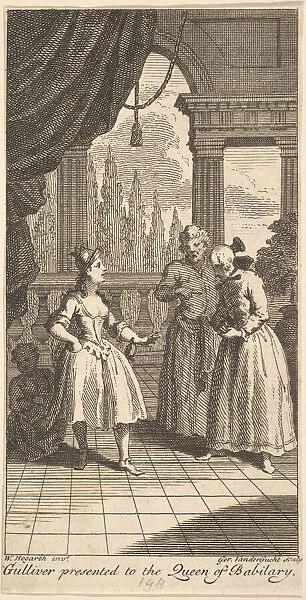 Gulliver Presented to the Queen of Babilary, Frontispiece to 'The Travels of Mr