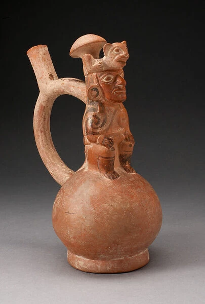 Handle Spout Vessel in the Form of a Seated Royal Figure, 100 B. C.  /  A. D. 500