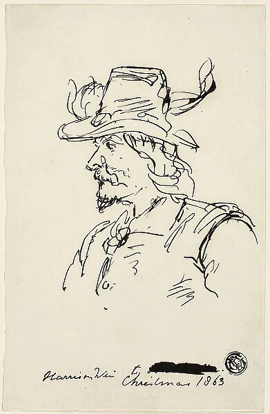 Head of a Cavalier, 1863. Creator: Harrison Weir