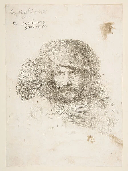 Head of a man wearing a feathered cap (possibly Bernini, possibly a self portrait... ca