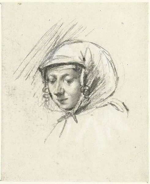 Head of a woman with a headscarf, to the left, c.1660. Creator: Moses ter Borch