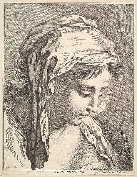 Head of a Woman, mid to late 18th century. Creator: Jacques Gabriel Huquier