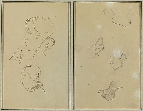 Two Heads; Studies of Sheep [recto], 1884-1888. Creator: Paul Gauguin