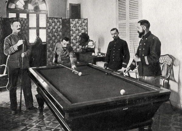 Henri Gouraud, French soldier, playing billiards, 1895