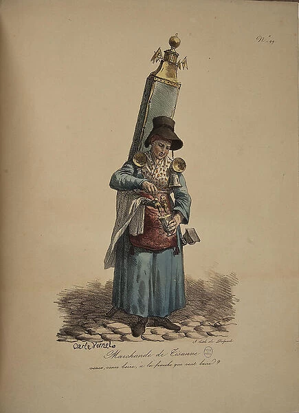 Herbal tea seller. From the Series 'Cris de Paris' (The Cries of Paris), 1815. Creator: Vernet, Carle (1758-1836). Herbal tea seller. From the Series 'Cris de Paris' (The Cries of Paris), 1815. Creator: Vernet, Carle (1758-1836)