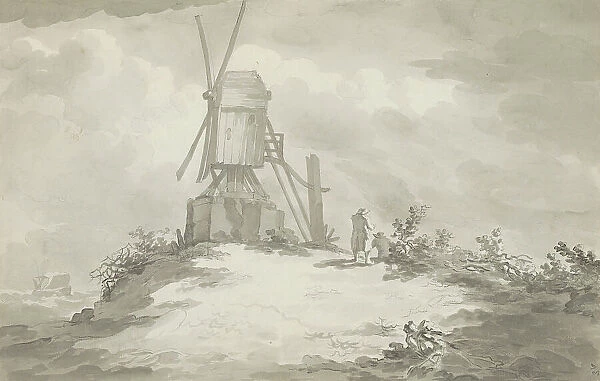 Mill on a hill near the coast, c.1780-c.1800. Creator: Bernhard Heinrich Thier
