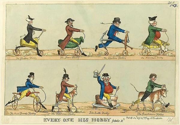 Everyone His Hobby, plate 2, published April 24, 1819. Creator: William Heath