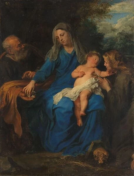 The Holy Family with a Female Saint in Adoration, c.1630-c.1650. Creator: Follower of Anthony van Dyck
