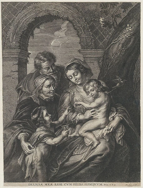 The Holy Family with Saint Elizabeth and the infant Saint John the Baptist, holding... ca. 1655-95. Creator: Anon