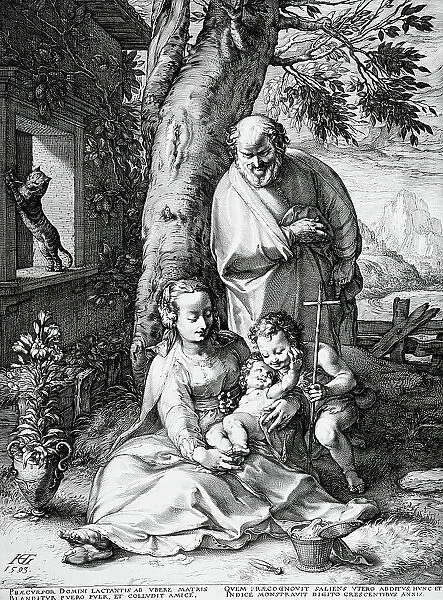The Holy Family with Saint John the Baptist, c1593. Creator: Hendrik Goltzius
