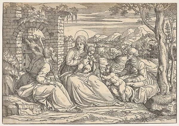 The Holy Family with saints Elizabeth and John, ca. 1550. Creator: Attributed to Nicolo Boldrini (Italian, Vicenza ca. 1500-after 1566 Venice)