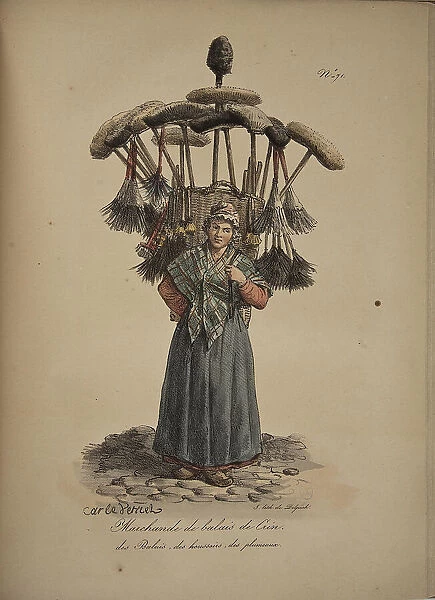 Horsehair broom seller. From the Series 'Cris de Paris' (The Cries of Paris), 1815. Creator: Vernet, Carle (1758-1836). Horsehair broom seller. From the Series 'Cris de Paris' (The Cries of Paris), 1815. Creator: Vernet, Carle (1758-1836)