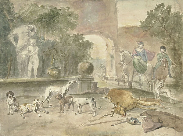 Hunting scene, 1683. Creator: Hendrik Verschuring