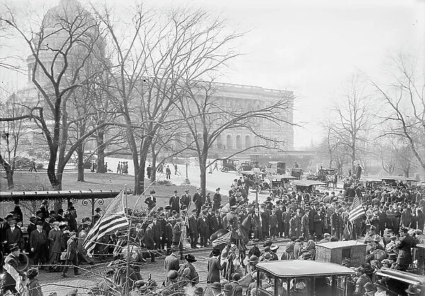 Inaugural Ceremony - Crowds Collecting, 1913. Creator: Harris & Ewing. Inaugural Ceremony - Crowds Collecting, 1913. Creator: Harris & Ewing