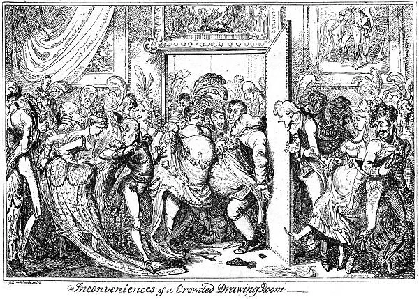 Inconvenience of a Crowded Drawing Room, 1818. Artist: George Cruikshank