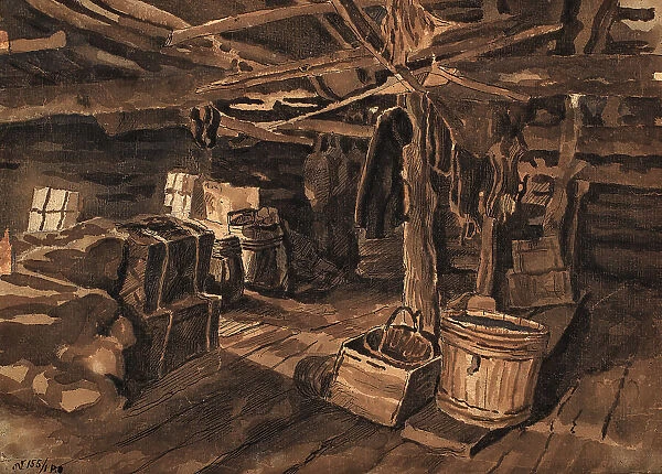 The inside of a barn in the village of Selivanikha, 1907. Creator: Dmitrii Innokent'evich Karatanov