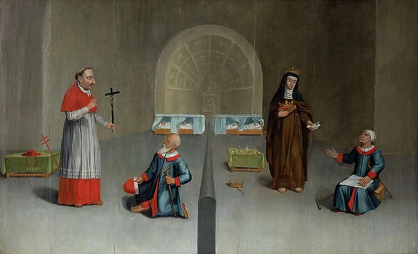 Interior of a Hospital with Saint Charles Borromeo and Saint Elizabeth of Hungary, 1669. Creator: Lefort, Jean Gilles (active Second Half of the 17th cen.)