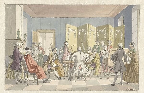 Interior with musicians, 1723-1760. Creator: Nicolaas Aartman
