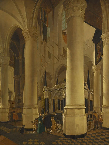 Interior of Nieuwe Kerk in Delft with the Tomb of William I. Creator: Gerard Houckgeest