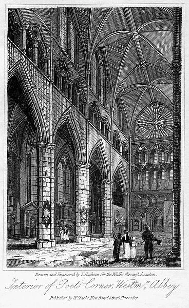 Interior of Poets Corner, Westminster Abbey, London, 1817. Artist: Thomas Higham