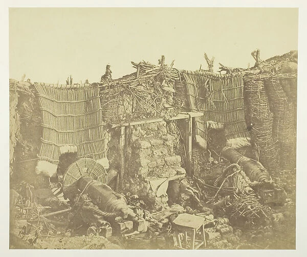 Interior of the (Russian) Barrack Battery, Showing Mantelets, 1855