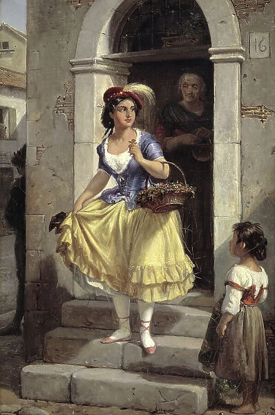 An Italian Woman in the Way to the Carnival, 1835-1873. Creator: Wilhelm Marstrand