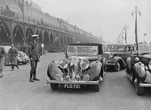 Jaguar SS of TH Bridgewater at the RAC Rally, Brighton, Sussex, 1939. Artist: Bill Brunell