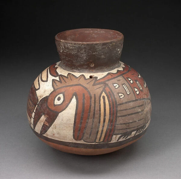 Jar with Narrowed Neck Depicting Abstract Birds, 180 B. C.  /  A. D. 500. Creator: Unknown